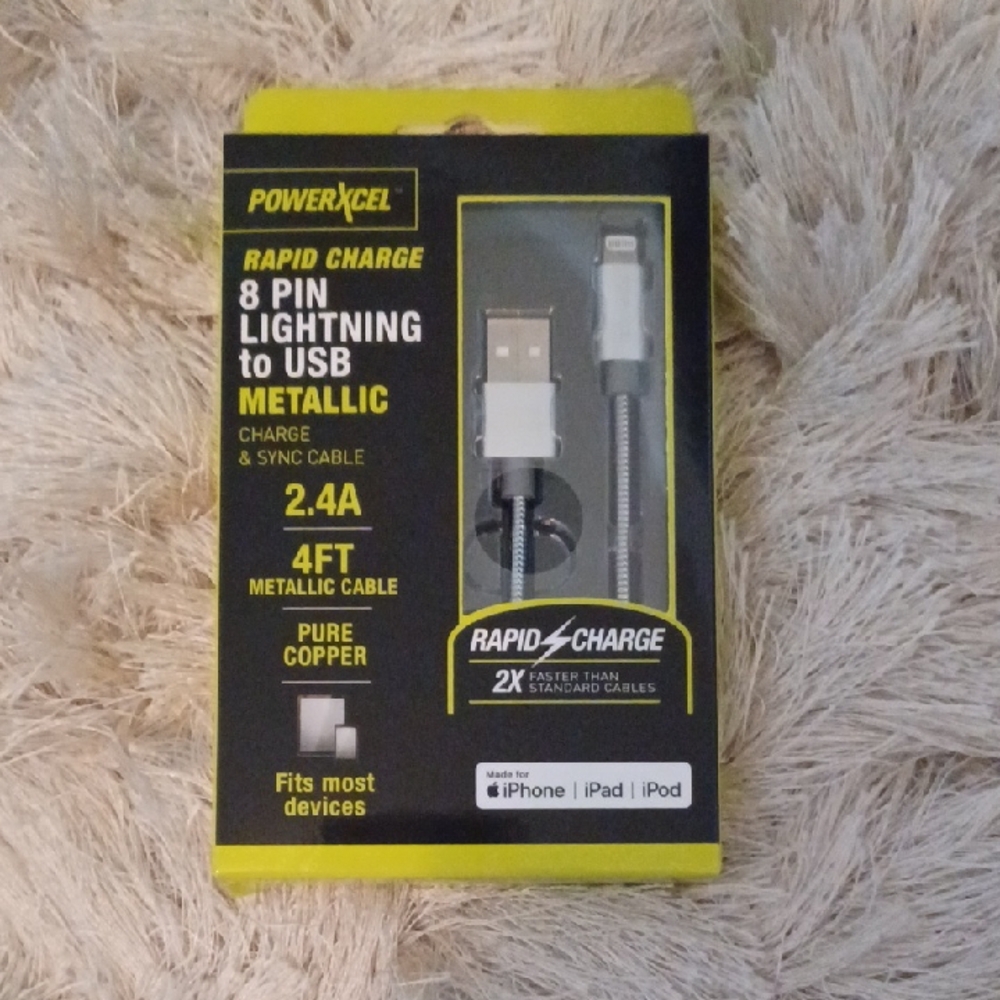 PowerXcel 8 Pin Lightning to USB Metallic Cable